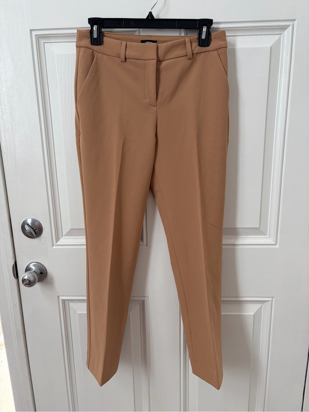Express Editor Boot Mid-Rise Slim Straight Women's Trousers in Camel Tan